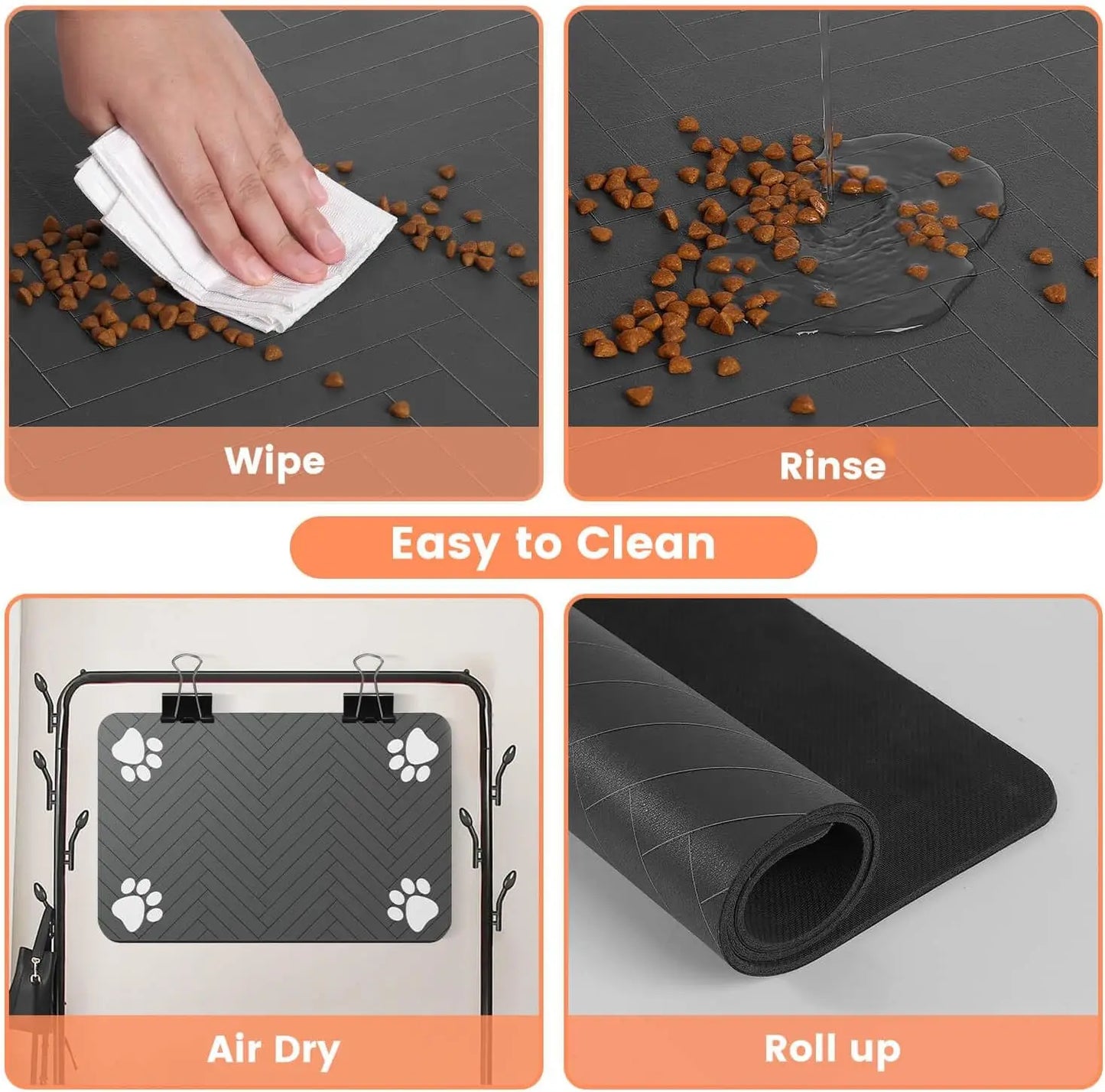 Pet Feeding Mat-Absorbent Placemat for Food and Water Bowl