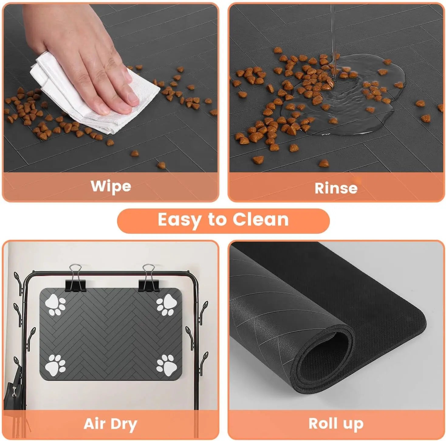 Pet Feeding Mat-Absorbent Placemat for Food and Water Bowl