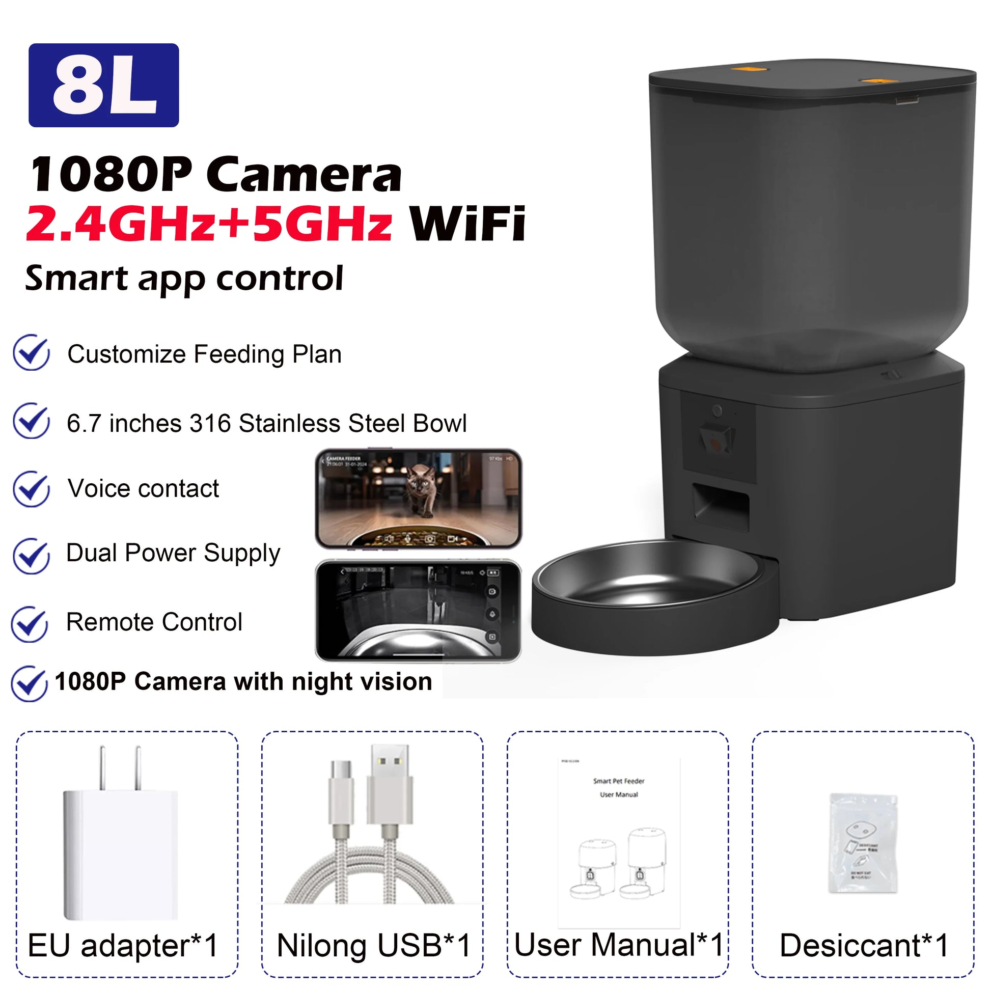 8L Automatic Smart Pet Feeder