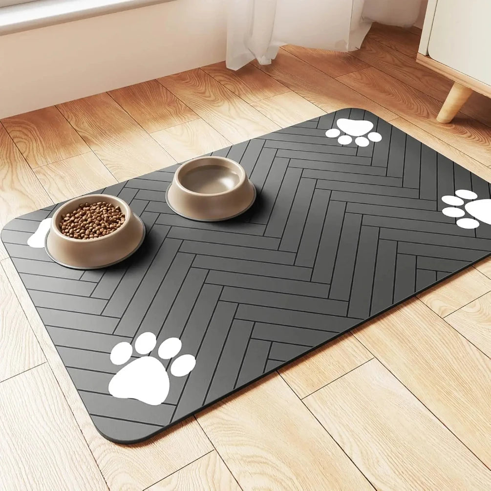 Pet Feeding Mat-Absorbent Placemat for Food and Water Bowl