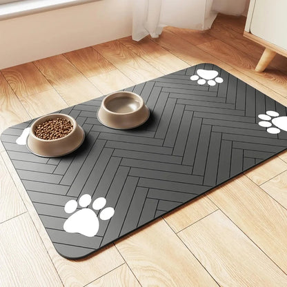 Pet Feeding Mat-Absorbent Placemat for Food and Water Bowl