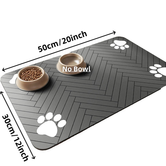 Pet Feeding Mat-Absorbent Placemat for Food and Water Bowl