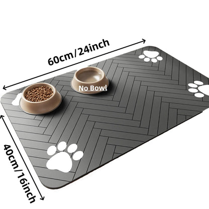 Pet Feeding Mat-Absorbent Placemat for Food and Water Bowl