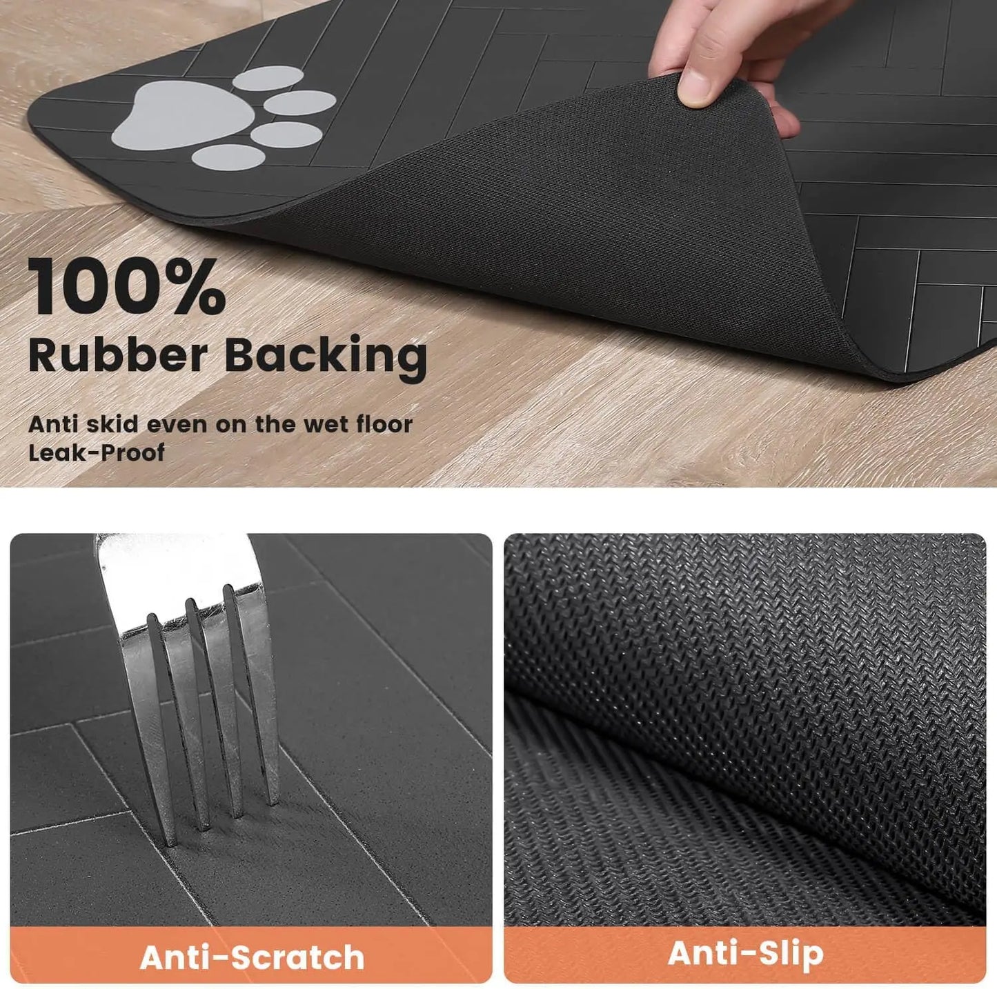 Pet Feeding Mat-Absorbent Placemat for Food and Water Bowl
