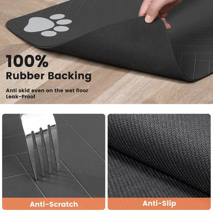 Pet Feeding Mat-Absorbent Placemat for Food and Water Bowl