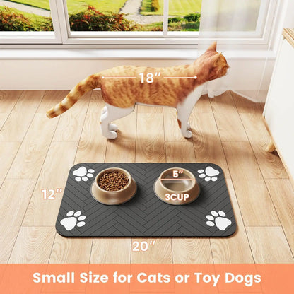 Pet Feeding Mat-Absorbent Placemat for Food and Water Bowl